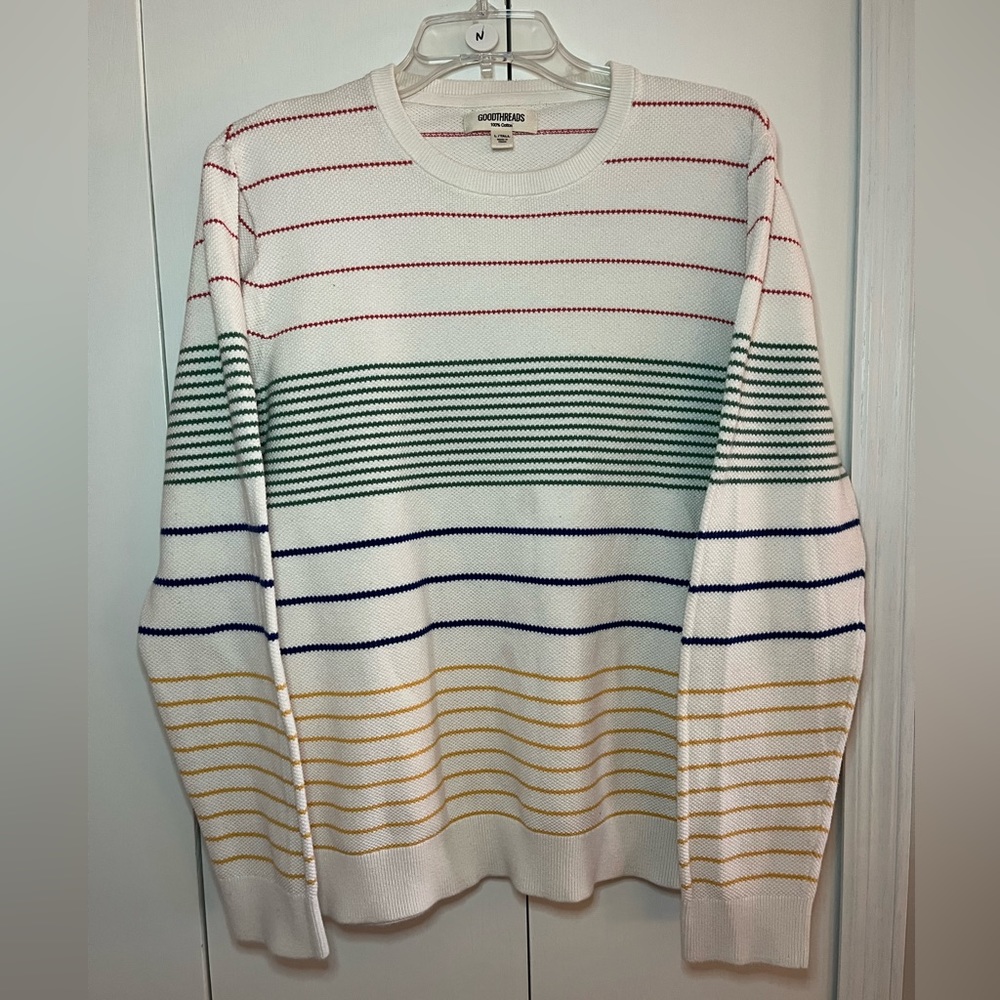 Goodthreads. Striped Crewneck Sweater. Size Large Tall.